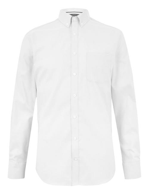 Beyaz Saf Pamuklu Tailored Fit Oxford Gömlek