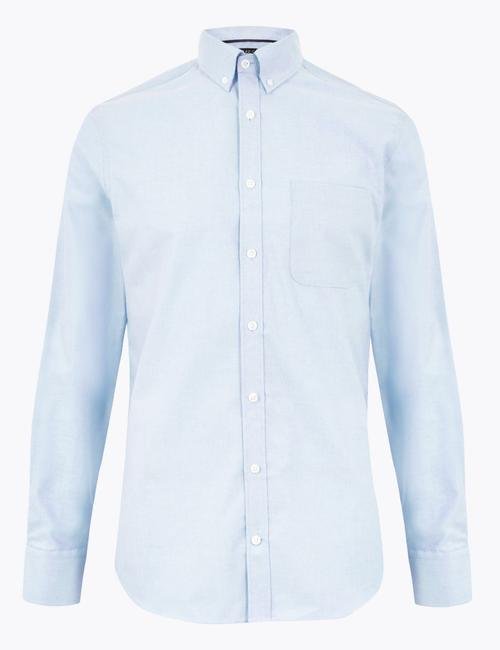 Mavi Saf Pamuklu Tailored Fit Oxford Gömlek
