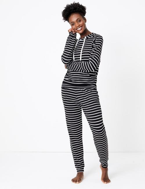 Siyah Flexifit™ Çizgili Pijama Altı
