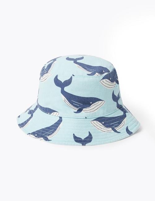 Mavi 2'li Balina Desenli Şapka Seti