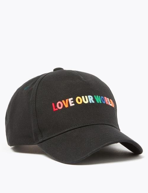 Siyah Sloganlı Beyzbol Şapkası