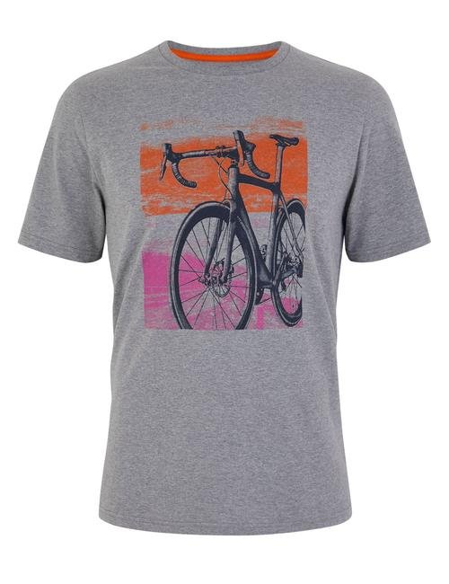 Gri Bisiklet Desenli Kısa Kollu T-Shirt