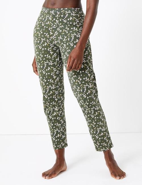 Yeşil Çiçek Desenli Pijama Takımı