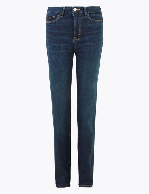 Lacivert Şekillendirici Yüksek Belli Straight Jean Pantolon