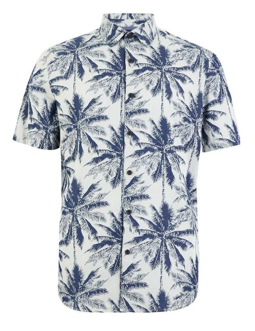 Mavi Palmiye Ağacı Desenli Gömlek