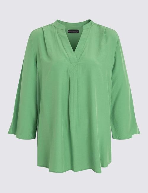 Yeşil V Yaka Bluz