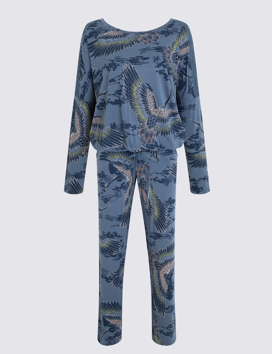 Uzun Kollu Desenli Pijama Takımı