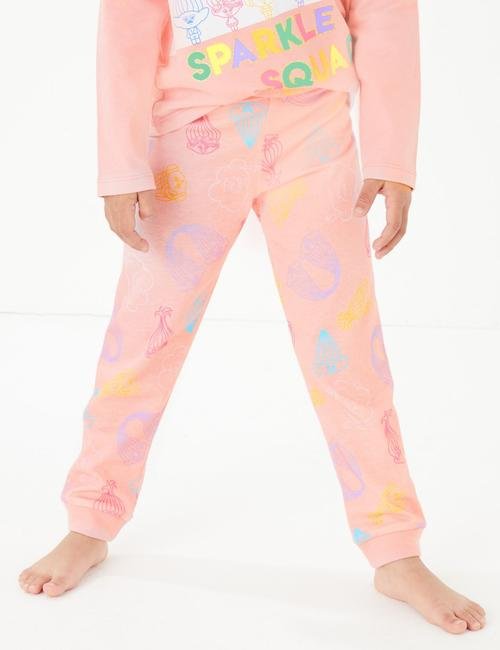 Pembe Uzun Kollu Desenli Pijama Takımı