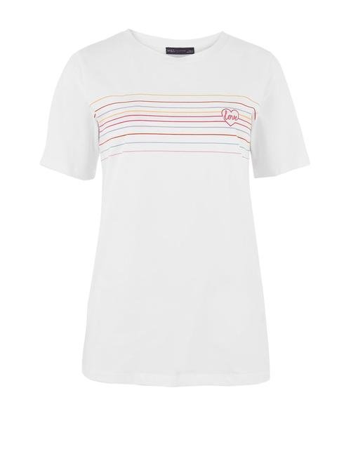 Beyaz Saf Pamuklu Straight Fit T-Shirt