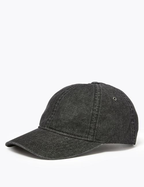 Siyah Denim Beyzbol Şapkası