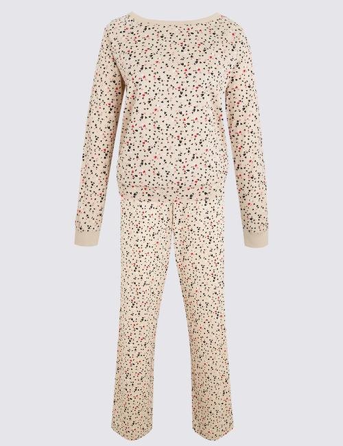Pembe Desenli Uzun Kollu Pijama Takımı