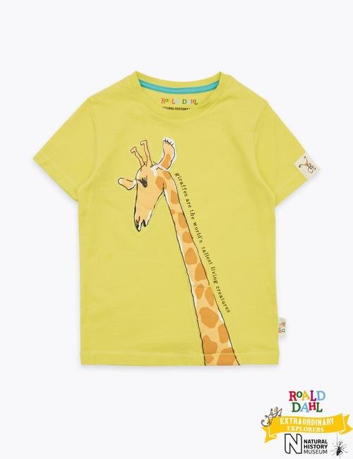 Sarı Roald Dahl™ & NHM™ Zürafa Desenli T-Shirt