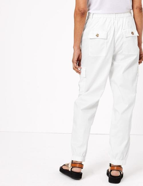 Beyaz Tencel™ Kargo Pantolon