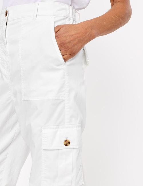 Beyaz Tencel™ Kargo Pantolon