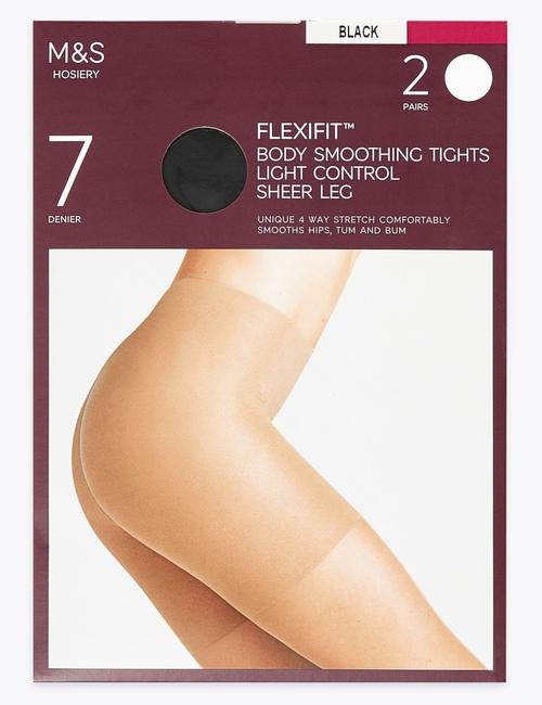 Siyah 2'li Flexifit™ 7 Denye Külotlu Çorap Seti