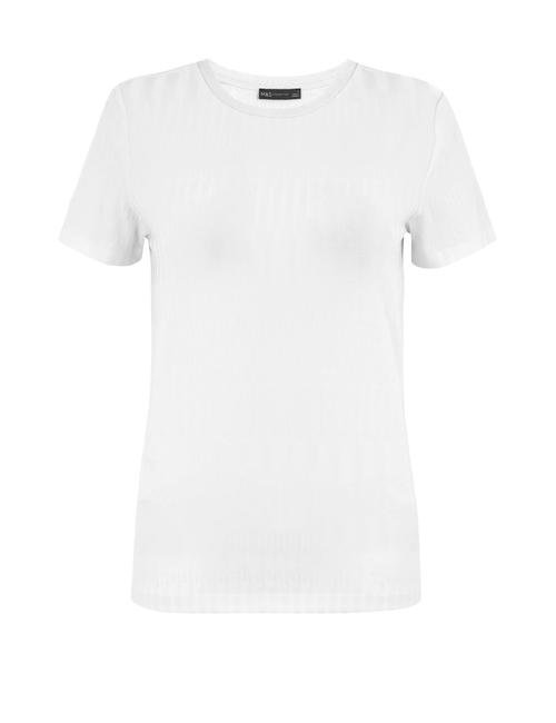 Beyaz Dokulu Kısa Kollu T-Shirt