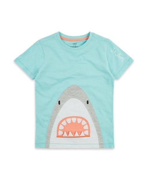 Turkuaz Köpek Balığı İşlemeli T-Shirt