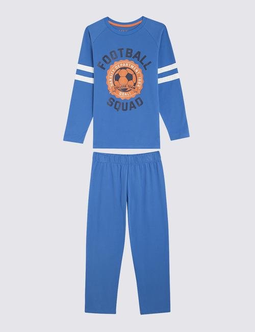 Mavi 3'lü Desenli Pijama Seti