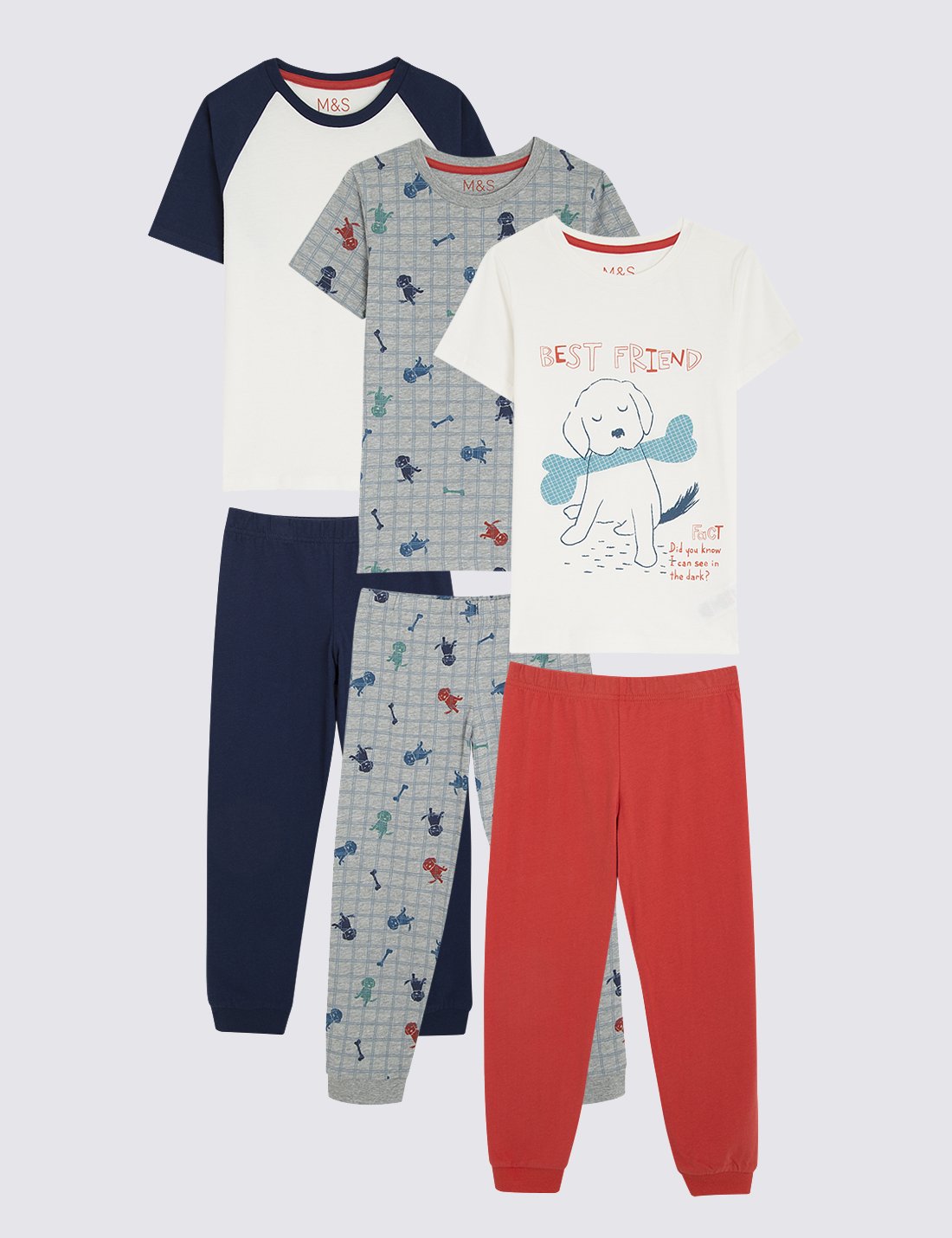 3'lü Desenli Kısa Kollu Pijama Seti