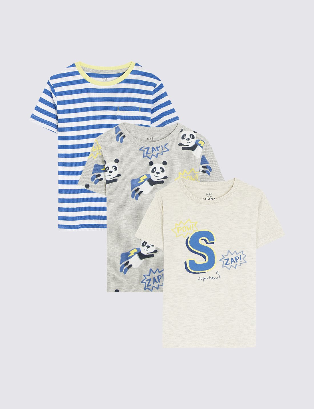 3'lü Panda Desenli T-Shirt Seti