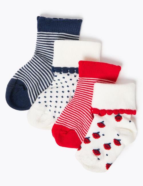 Multi Renk 4'lü Desenli Çorap Seti