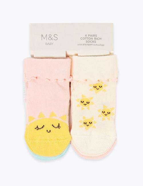 Multi Renk 4'lü Güneş Desenli Çorap Seti