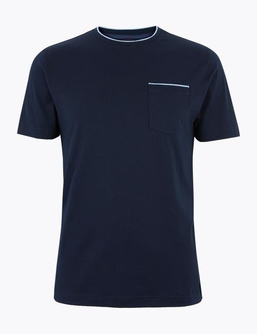 Lacivert Luxury Supima® Yuvarlak Yakalı T-Shirt