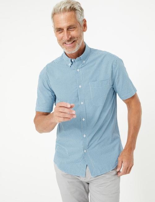 Mavi Kısa Kollu Regular Fit Gömlek