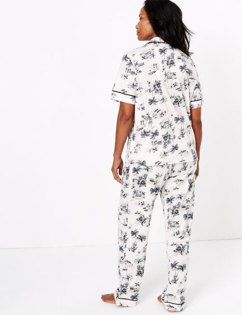 Beyaz Cool Comfort™ Çiçek Desenli Pijama Takımı