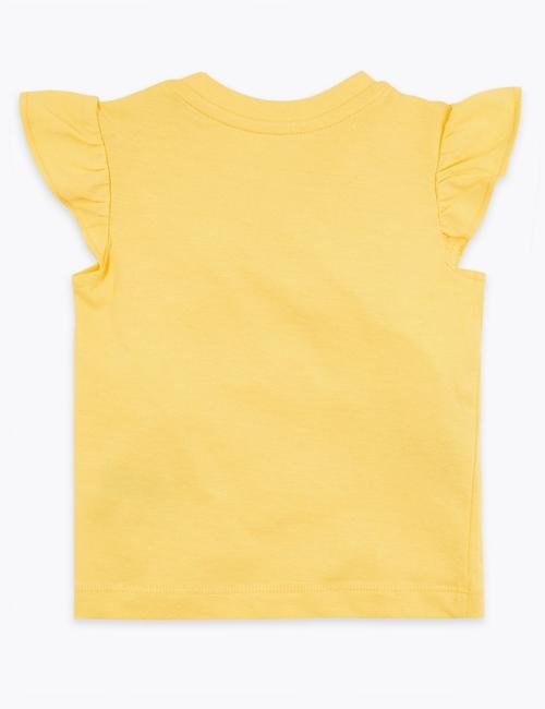 Sarı Sloganlı Kısa Kollu T-Shirt