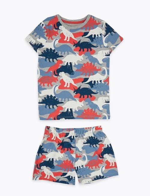 Multi Renk Dinozor Desenli Pijama Takımı