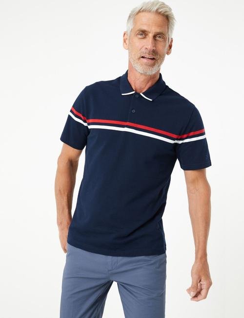 Lacivert Çizgili Polo Yaka T-Shirt
