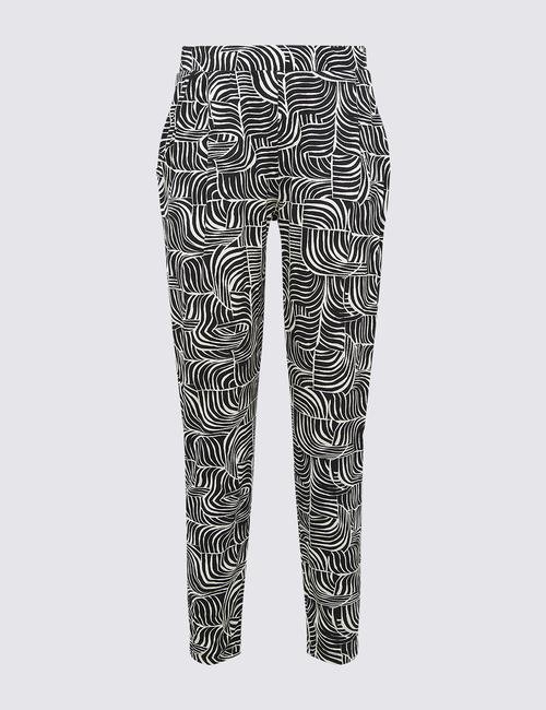 Siyah Zebra Desenli Tapered Pantolon