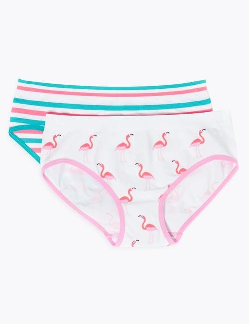 Pembe 2'li Flamingo Desenli Bikini Külot Seti