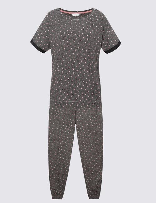 Siyah Desenli Pijama Takımı