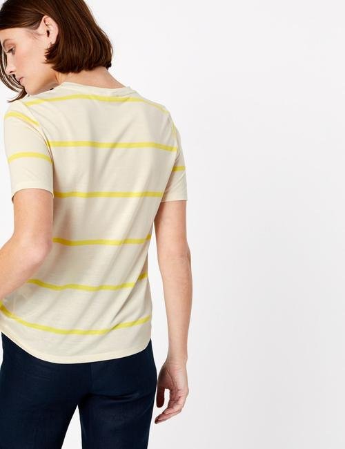 Sarı Çizgili Kısa Kolllu T-Shirt