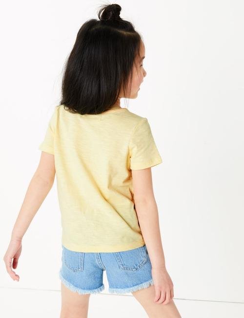Sarı Pullu Kısa Kollu T-Shirt