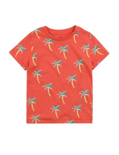 Kırmızı Palmiye Ağacı Desenli T-Shirt