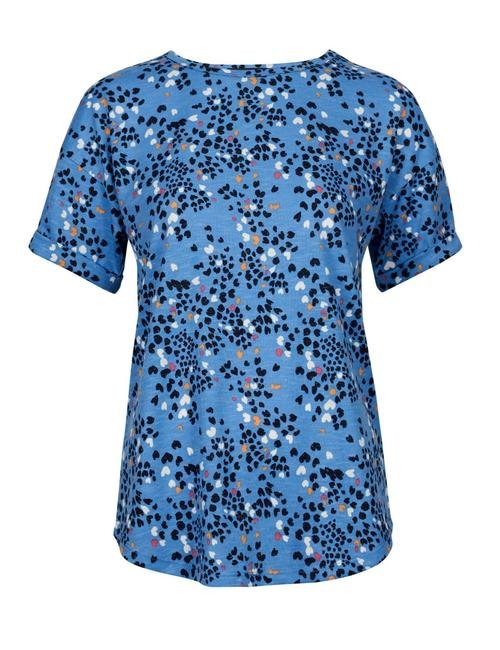 Mavi Kalp Desenli Kısa Kollu T-Shirt