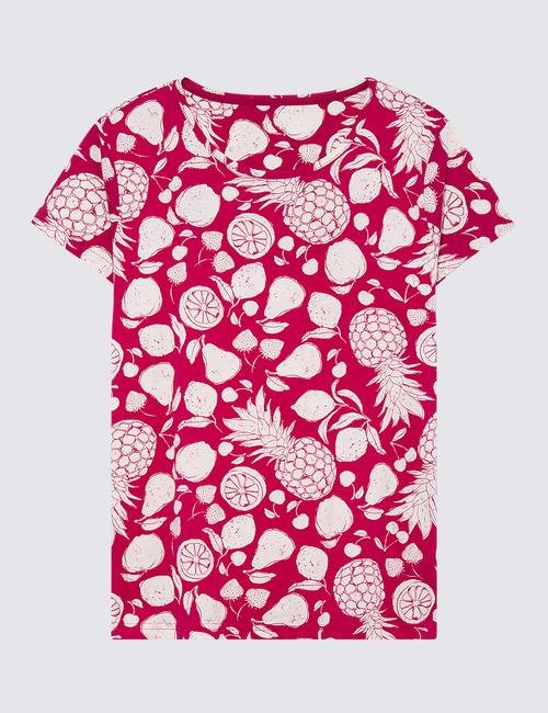 Kırmızı Ananas Desenli Pijama Takımı