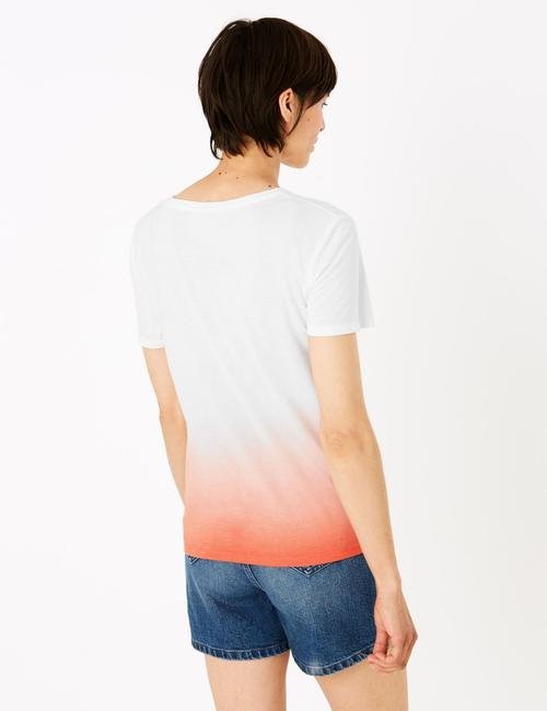 Turuncu Renk Bloklu Relaxed T-Shirt