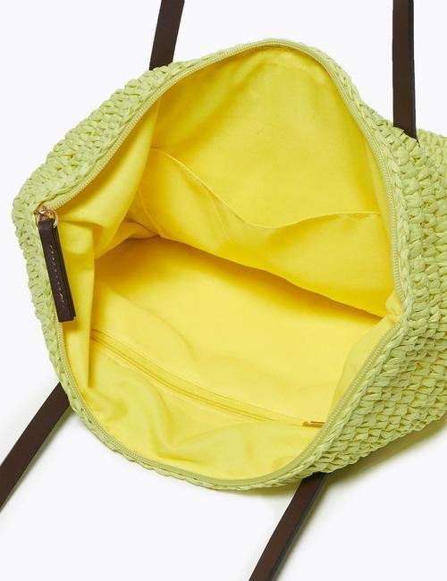 Sarı Hasır Shopper Çanta