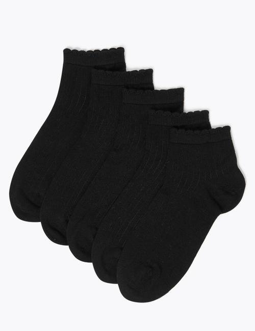 Siyah 5'li Fitil Detaylı Çorap Seti