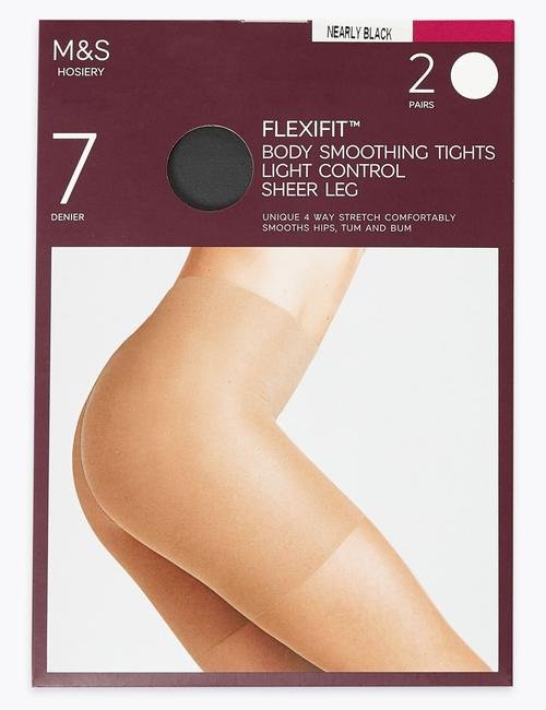 Siyah 2'li Flexifit™ 7 Denye Külotlu Çorap Seti