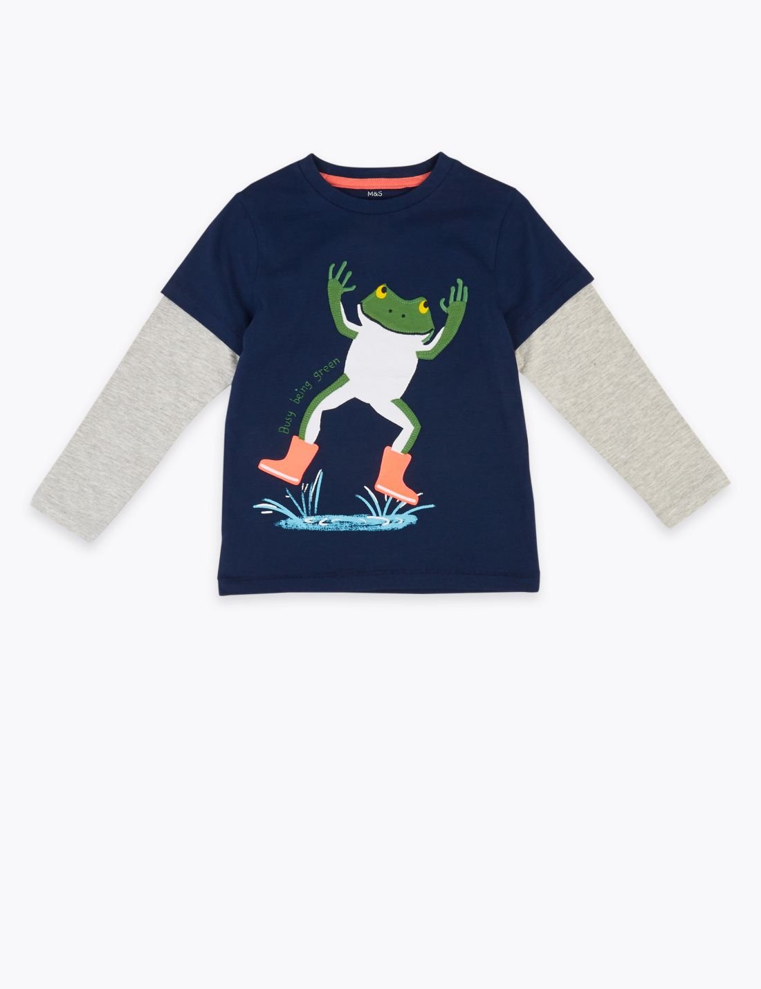 Kurbağa Desenli Uzun Kollu T-Shirt