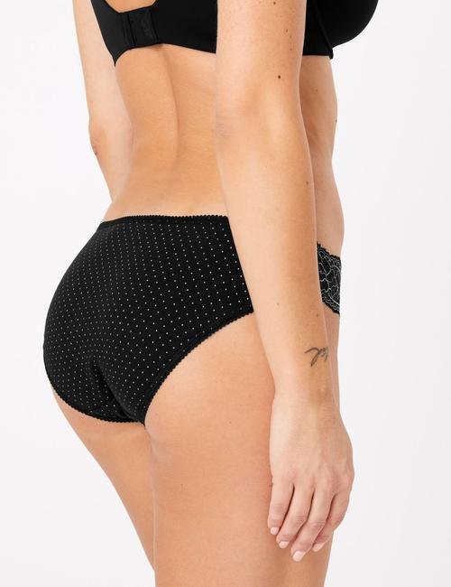 Siyah 5'li Lycra® Dantelli Bikini Külot Seti