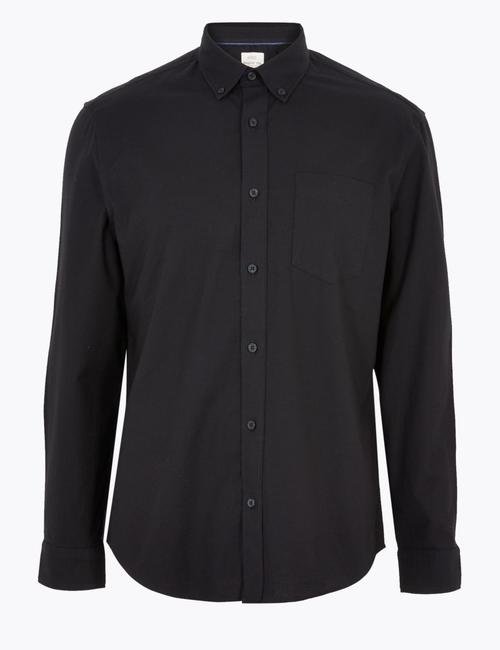 Siyah Saf Pamuklu Oxford Gömlek