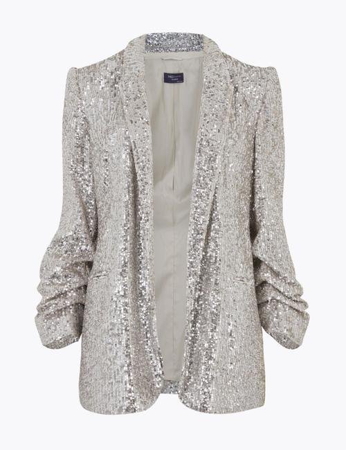 Gümüş Pul Detaylı Blazer Ceket
