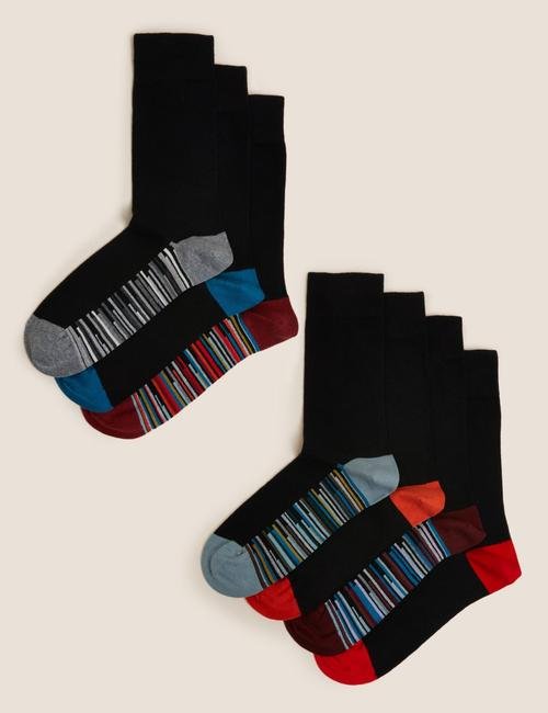 Siyah 7'li Cool & Fresh™ Çizgili Çorap Seti