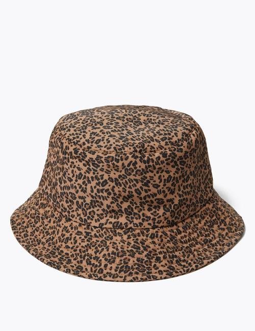 Bej Stormwear™ Leopar Desenli Bucket Şapka